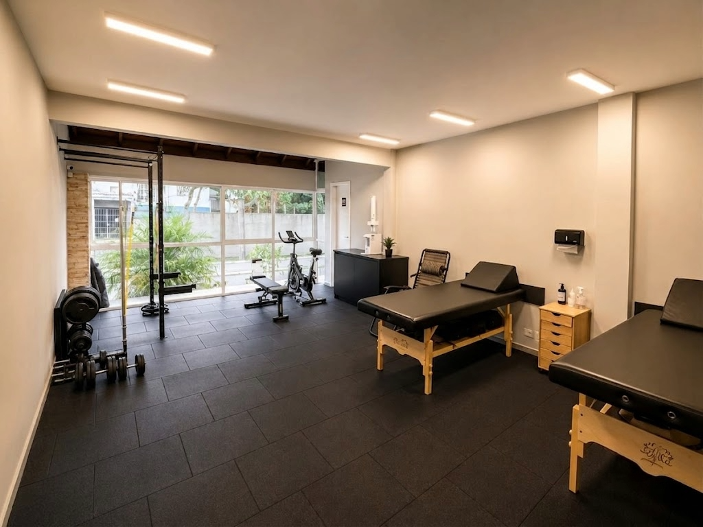Sessão de fisioterapia esportiva na Athlon Clínica, Curitiba